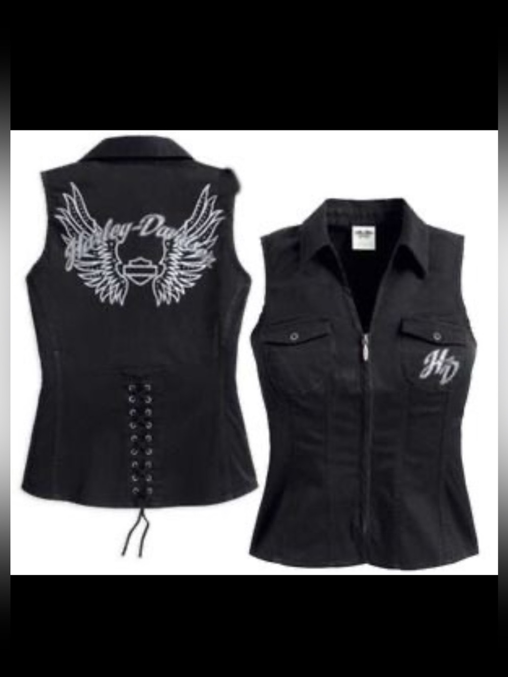 Harley Davidson Lace Up Corset Wing Vest Small 🖤